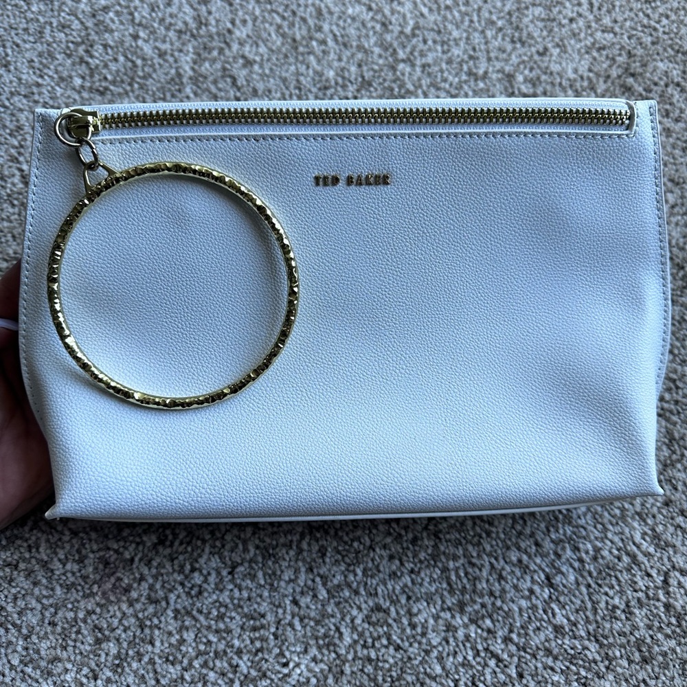 Ted Baker white leather wristlet